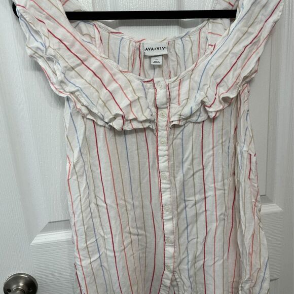 Ava & Viv white striped sleeveless tank plus size 1x - Picture 1 of 4
